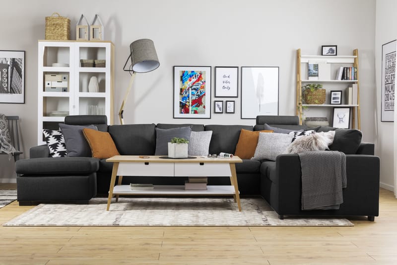 NEW YORK Hörnsoffa med Divan XL Vänster Antracit - Möbler - Vardagsrum - Soffor - Hörnsoffor