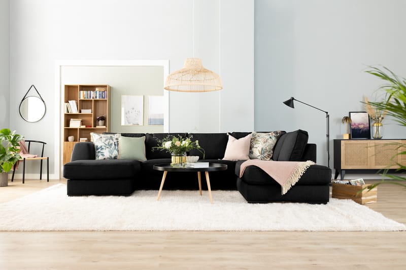 CLARKSVILLE U-soffa Large med Divan Vänster Svart - Möbler - Vardagsrum - Soffor - U-soffor