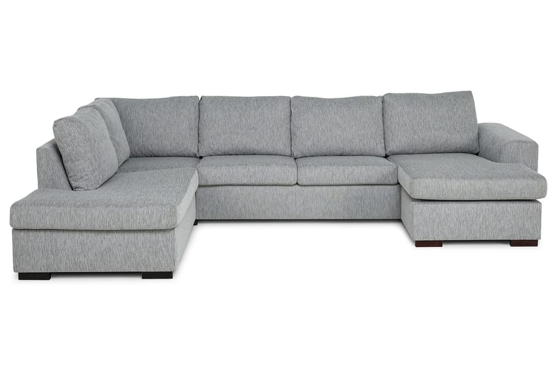 CONNECT U-soffa Large med Divan Höger Grovvävt tyg Ljusgrå