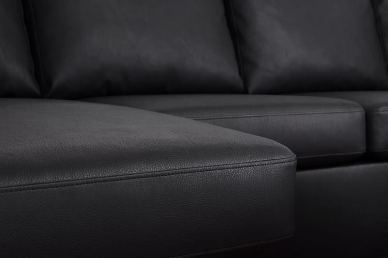 DAWSON U-soffa med Divan Vänster Konstläder + Fotpall Svart - Möbler - Vardagsrum - Soffor - U-soffor