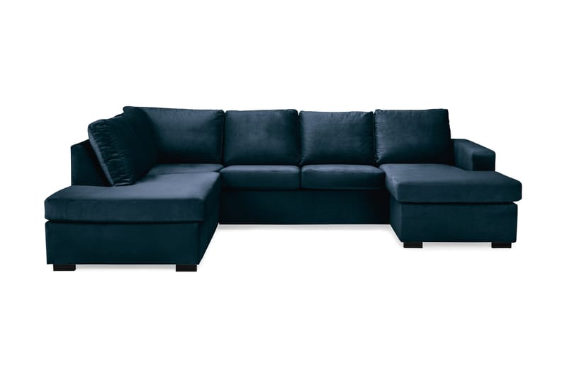 NEW YORK U-soffa Large Divan Höger Sammet Midnattsblå