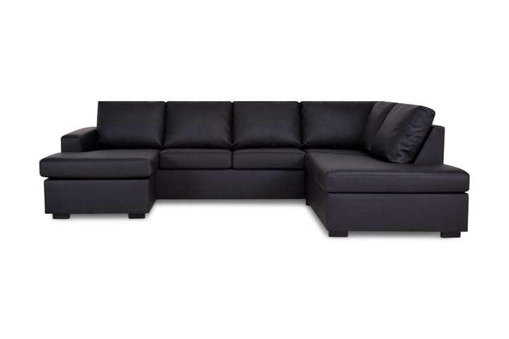NEW YORK U-soffa Large Divan Vänster Svart Konstläder - Möbler - Vardagsrum - Soffor - Skinnsoffor