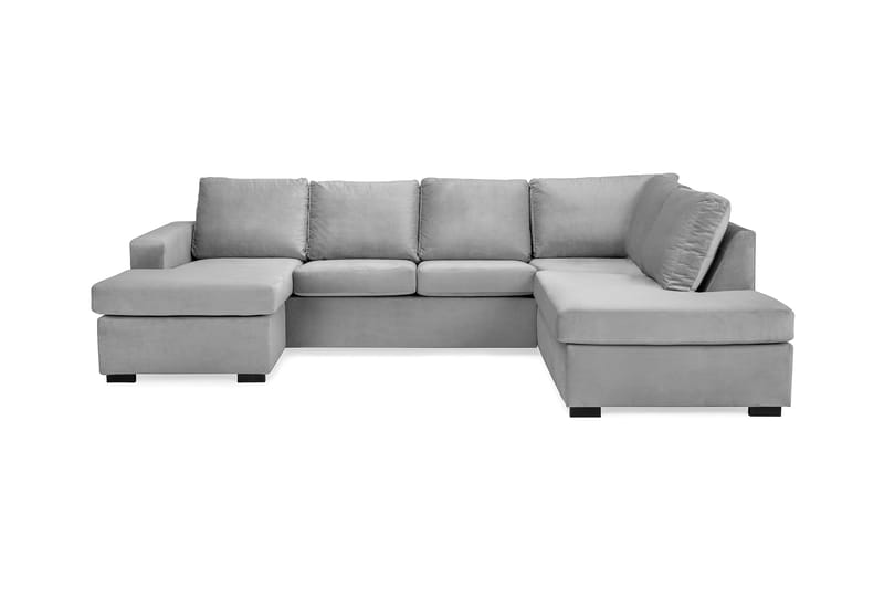 NEW YORK U-soffa Large Höger Sammet Ljusgrå - Möbler - Vardagsrum - Soffor - 3-sits soffor