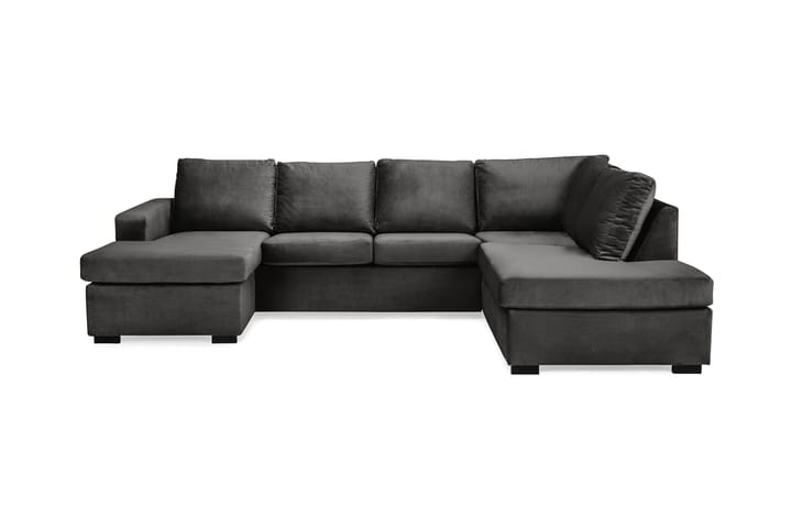 NEW YORK U-soffa Large Höger Sammet Mörkgrå - Möbler - Vardagsrum - Soffor - Sammetssoffor