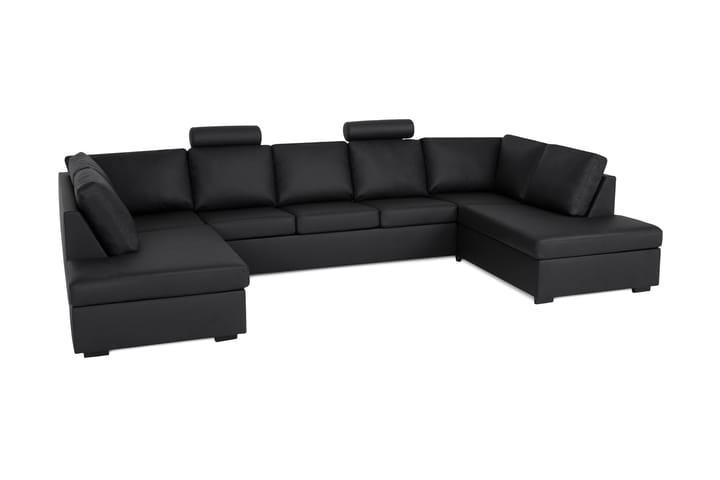 NEW YORK U-soffa med Schäslonger Svart Konstläder - Möbler - Vardagsrum - Soffor - U-soffor