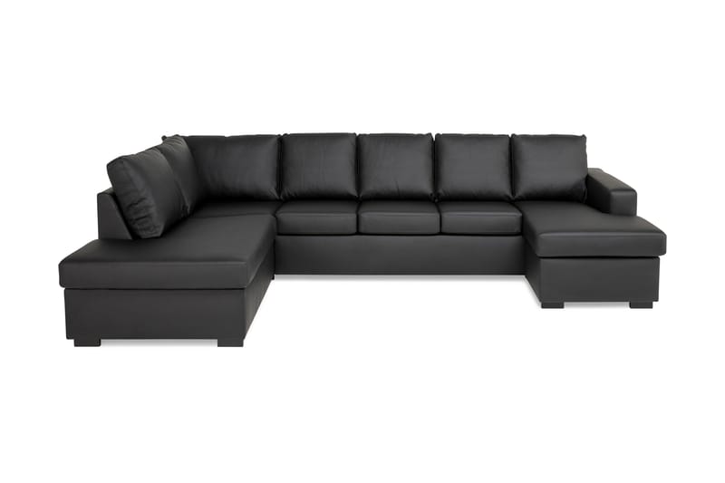 NEW YORK U-soffa XL Divan Höger Svart Konstläder - Möbler - Vardagsrum - Soffor - U-soffor