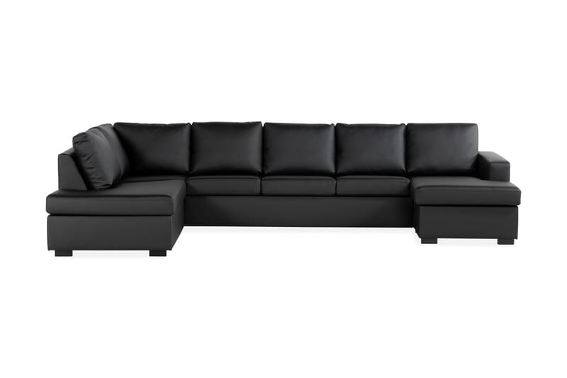 NEW YORK U-soffa XL Divan Höger Svart Konstläder - Förvaring - Skåp