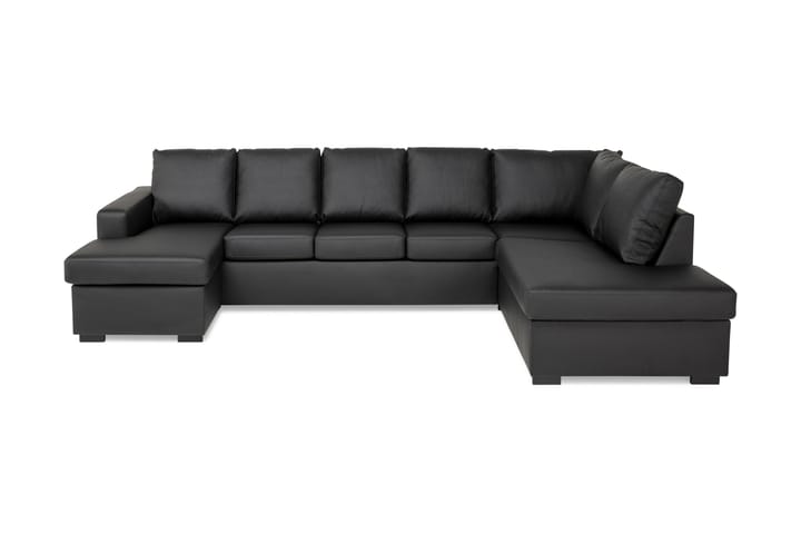 NEW YORK U-soffa XL Divan Vänster Svart Konstläder - Förvaring - Skåp
