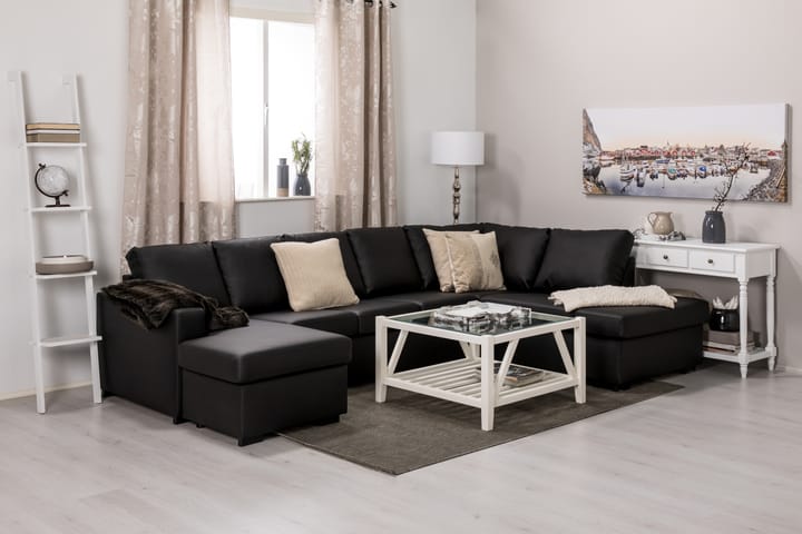 NEW YORK U-soffa XL Divan Vänster Svart Konstläder - Möbler - Vardagsrum - Soffor - U-soffor