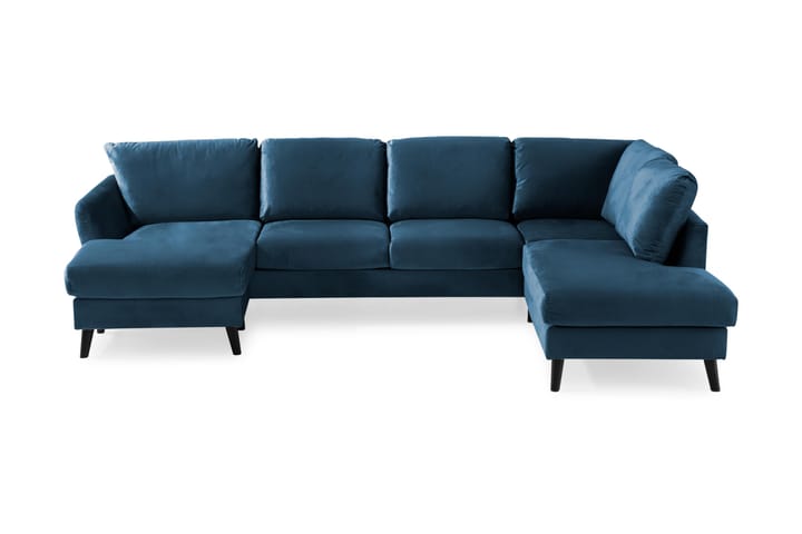 OSCAR U-soffa med Divan Vänster Sammet Midnattsblå