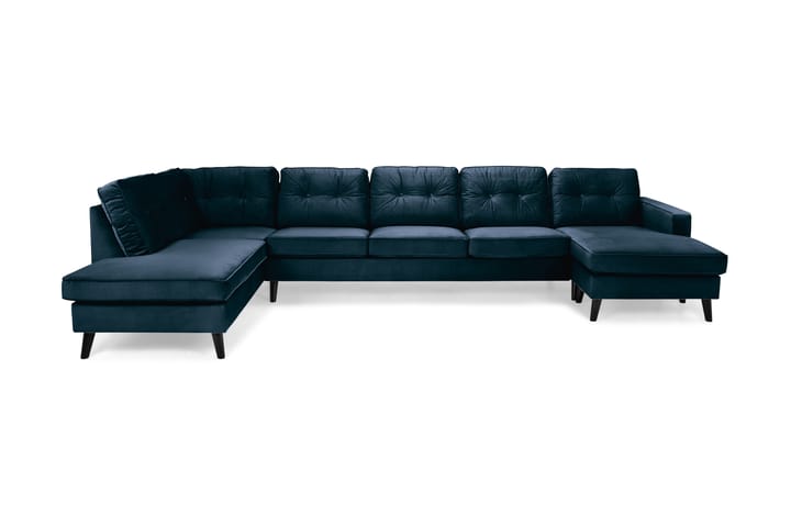 RIVALTA U-soffa Large med Divan Höger Sammet Midnattsblå - Möbler - Vardagsrum - Soffor - Modulsoffor - Komplett modulsoffa