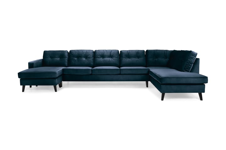 RIVALTA U-soffa Large med Divan Vänster Sammet Midnattsblå