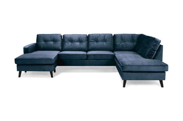 RIVALTA U-soffa med Divan Vänster Sammet Midnattsblå - Möbler - Vardagsrum - Soffor - Sammetssoffor