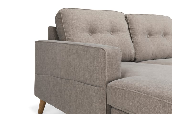 RIVALTA U-soffa med Divan Vänster Tvättbart Tyg Gråbrun - Möbler - Vardagsrum - Soffor - U-soffor