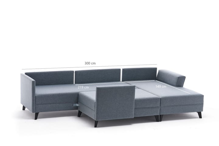 RODILLO U-soffa med Schäslong Vänster Blå/Svart - Möbler - Vardagsrum - Soffor - U-soffor