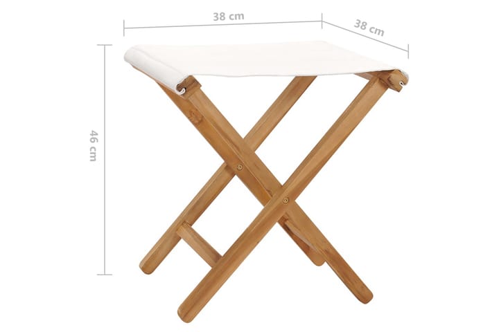 Hopfällbara stolar 2 st massiv teak och tyg gräddvit - Vit - Möbler - Vardagsrum - Stolar & sittmöbler - Pallar - Fotpall