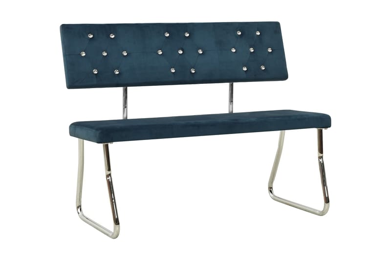 Bänk 110 cm blå sammet - Blå - Möbler - Vardagsrum - Stolar & sittmöbler - Sittbänk - Bänk med ryggstöd