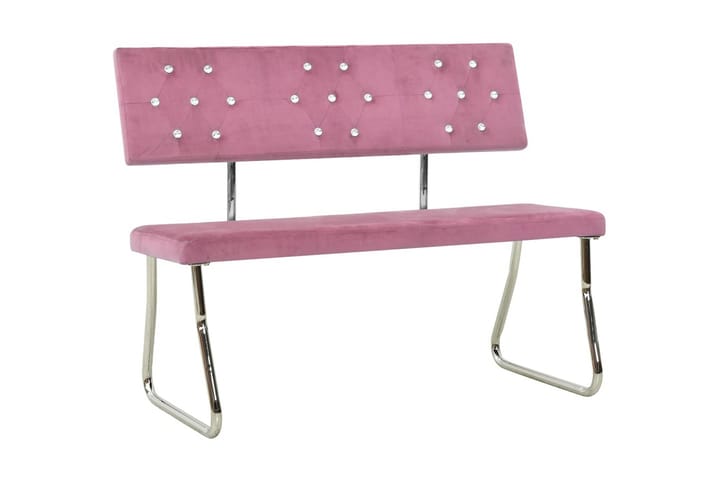 Bänk 110 cm rosa sammet - Rosa - Möbler - Vardagsrum - Stolar & sittmöbler - Sittbänk - Bänk med ryggstöd