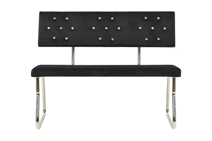 Bänk 110 cm svart sammet - Svart - Möbler - Vardagsrum - Stolar & sittmöbler - Sittbänk - Bänk med ryggstöd