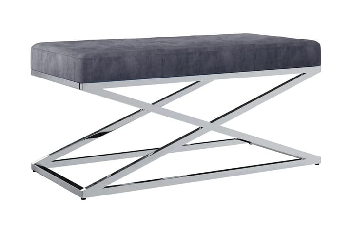 Bänk 97 cm grå sammetstyg och rostfritt stål - Grå - Möbler - Vardagsrum - Stolar & sittmöbler - Sittbänk