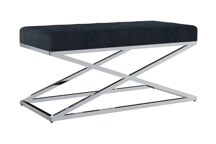 Bänk 97 cm svart sammetstyg och rostfritt stål - Svart - Möbler - Vardagsrum - Stolar & sittmöbler - Sittbänk