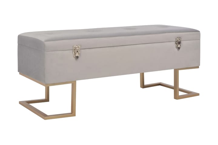 Bänk med förvaringsutrymme 105 cm grå sammet - Grå - Möbler - Vardagsrum - Stolar & sittmöbler - Sittbänk