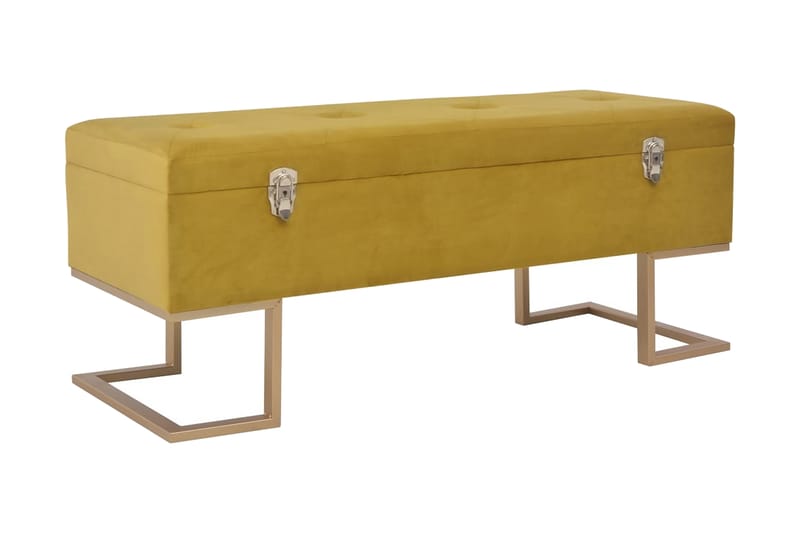 Bänk med förvaringsutrymme 105 cm senapsgul sammet - Gul - Möbler - Vardagsrum - Stolar & sittmöbler - Sittbänk
