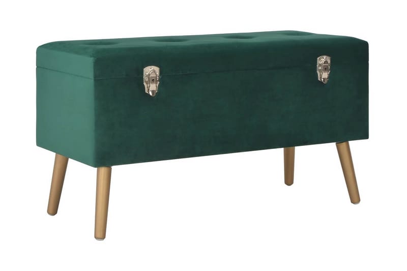 Bänk med förvaringsutrymme 80 cm grön sammet - Grön - Möbler - Vardagsrum - Stolar & sittmöbler - Sittbänk