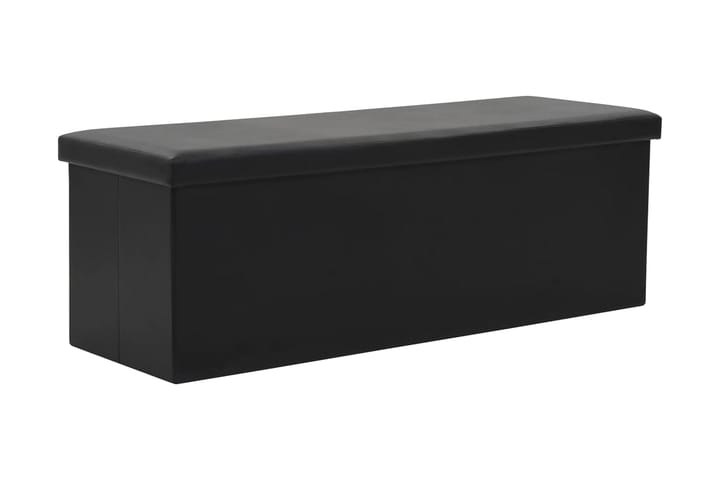 Förvaringsbänk hopfällbar konstläder 110x38x38 cm svart