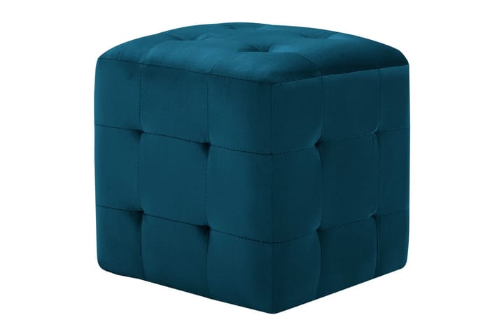 Sängbord 2 st blå 30x30x30 cm sammetstyg - Blå - Möbler - Vardagsrum - Stolar & sittmöbler - Sittpuff