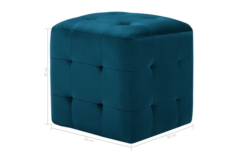 Sittpuff 2 st blå 30x30x30 cm sammetstyg - Blå - Möbler - Vardagsrum - Stolar & sittmöbler - Sittpuff