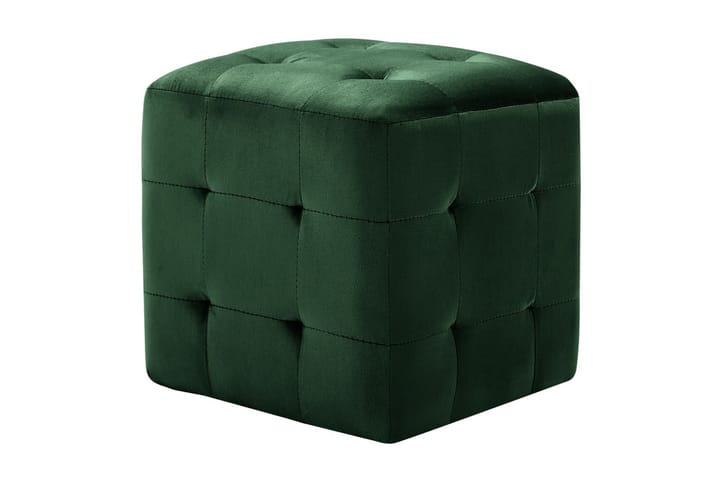 Sittpuff 2 st grön 30x30x30 cm sammetstyg - Grön - Möbler - Vardagsrum - Stolar & sittmöbler - Sittpuff