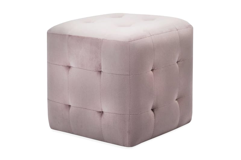 Sittpuff 2 st rosa 30x30x30 cm sammetstyg - Rosa - Möbler - Vardagsrum - Stolar & sittmöbler - Sittpuff