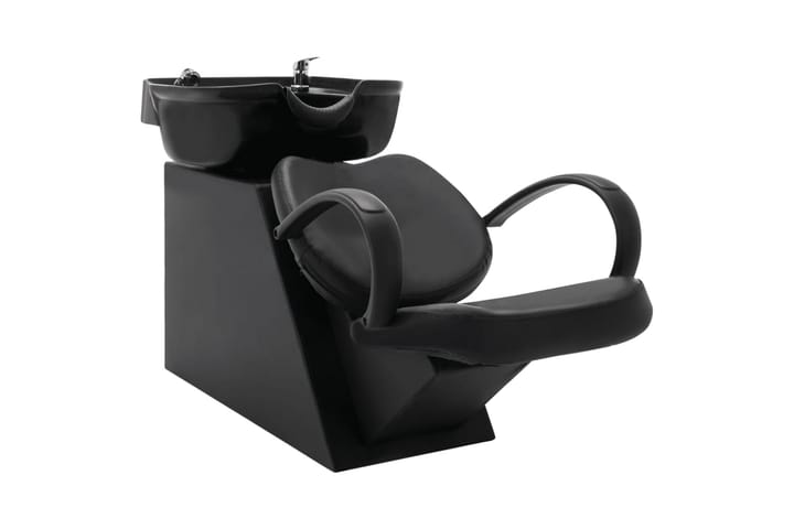 Schamponeringsstol med handfat svart konstläder - Svart - Möbler - Vardagsrum - Stolar & sittmöbler - Snurrstolar & gungstolar