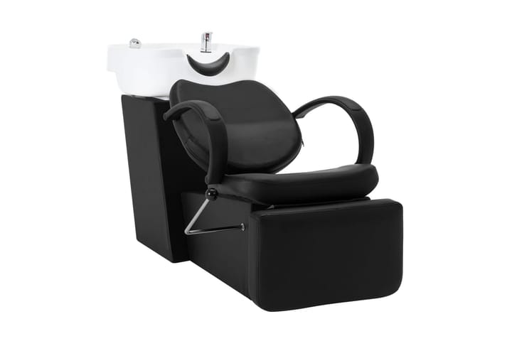 Schamponeringsstol med handfat svart och vit konstläder