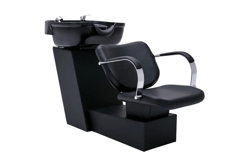 Schamponeringsstol med tvättställ svart 137x59x82 cm konstlä