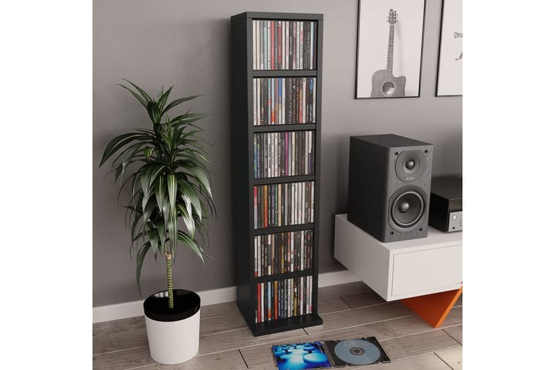 CD-hylla svart 21x20x88 cm spånskiva - Svart - Möbler - Vardagsrum - Tv-möbler & mediamöbler - CD hyllor & DVD hyllor