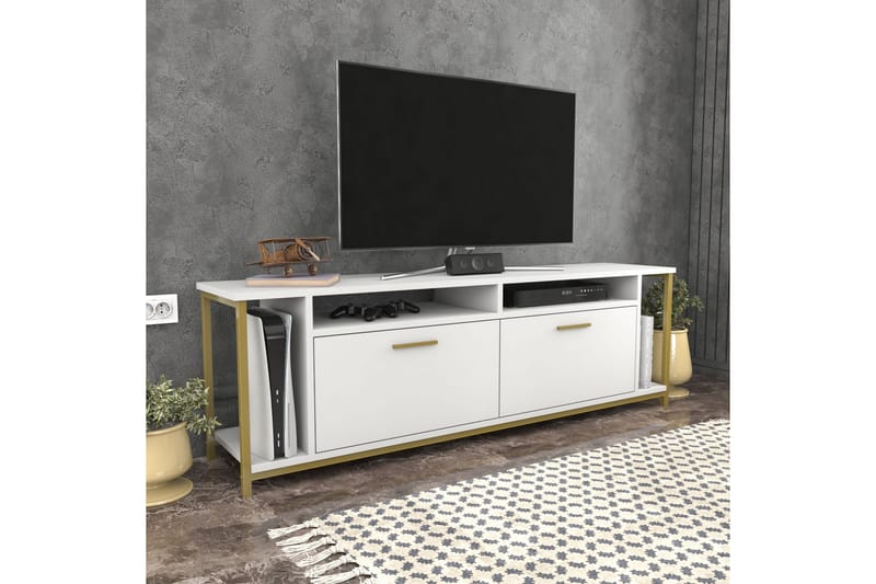 AGATEA Tv-bänk 160x50,8 cm Vit - Möbler - Vardagsrum - Tv-möbler & mediamöbler - Tv-bänkar