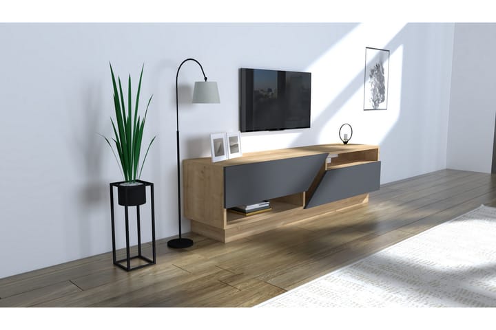 AKYAZI Tv-bänk 160 cm Blå/Antracit - Möbler - Vardagsrum - Tv-möbler & mediamöbler - Tv-bänkar