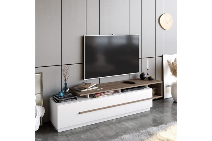 BOSIATE Tv-bänk 150 cm Mörkbrun/Vit - Möbler - Vardagsrum - Tv-möbler & mediamöbler - Tv-bänkar