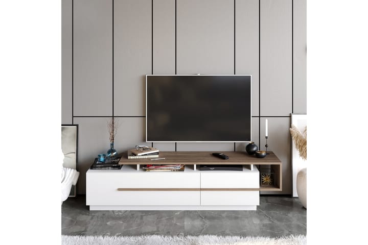BOSIATE Tv-bänk 150 cm Mörkbrun/Vit - Möbler - Vardagsrum - Tv-möbler & mediamöbler - Tv-bänkar