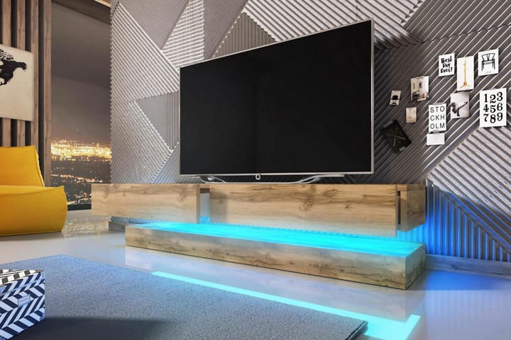 CALGARY TV-bänk 140 LED-belysning Natur/Trä - Möbler - Vardagsrum - Tv-möbler & mediamöbler - Tv-bänkar