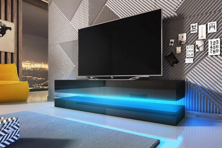 CALGARY TV-bänk 140 LED-belysning Svart - Möbler - Vardagsrum - Tv-möbler & mediamöbler - Tv-bänkar