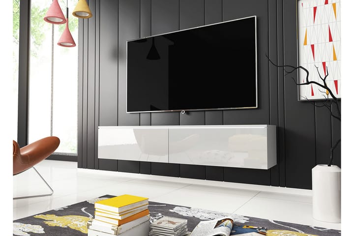 CALIA TV-bänk 140x32x30 cm - Vit - Möbler - Vardagsrum - Tv-möbler & mediamöbler - Tv-bänkar