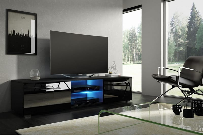 CALUM TV-bänk 140 LED-belysning Svart - Möbler - Vardagsrum - Tv-möbler & mediamöbler - Tv-bänkar