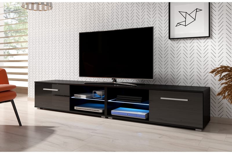 CALUM TV-bänk 200 LED-belysning Svart - Möbler - Vardagsrum - Tv-möbler & mediamöbler - Tv-bänkar