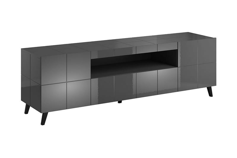 CONDAC TV-bänk 184 cm + LED Grå Högglans/Vit LED
