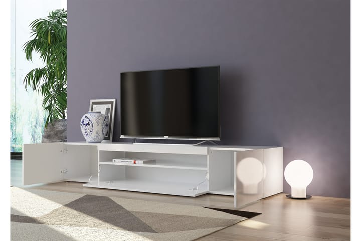 DAVOSER Tv-bänk 200 cm Vit Högglans - Möbler - Vardagsrum - Tv-möbler & mediamöbler - Tv-bänkar