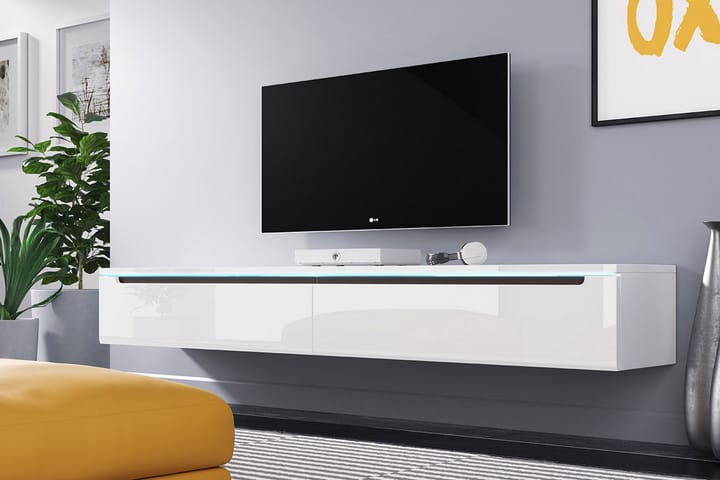 DUNA TV-bänk 180x33x24 cm - Vit/Gul - Möbler - Vardagsrum - Tv-möbler & mediamöbler - Tv-bänkar