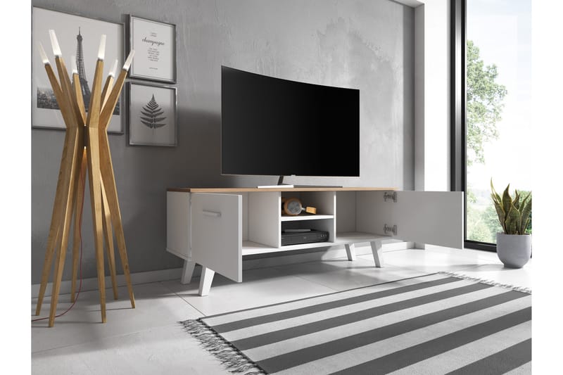 HANSFORD TV-bänk 140x53 cm Vit - Möbler - Vardagsrum - Tv-möbler & mediamöbler - Tv-bänkar